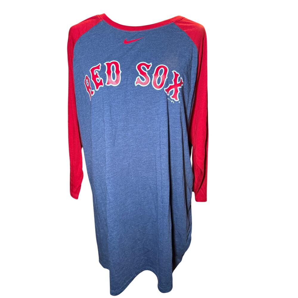 Nike Boston Red Sox MLB Baseball Raglan Sleeve Tee, Gray & Red, 2XL, NWT